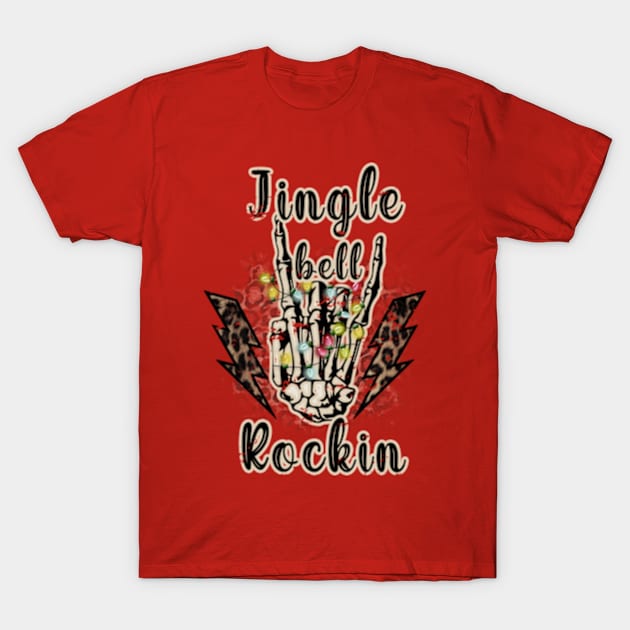 Jingle Bell Rockin' Christmas Skeleton Dark Humor T-Shirt by ThatVibe